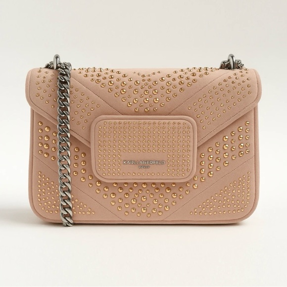Karl Lagerfeld Pink Studded Shoulder Bag - Picture 8 of 9
